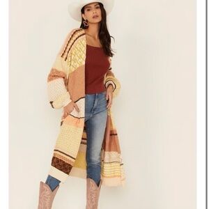 Free people Patchwork Long Cardigan Sweater